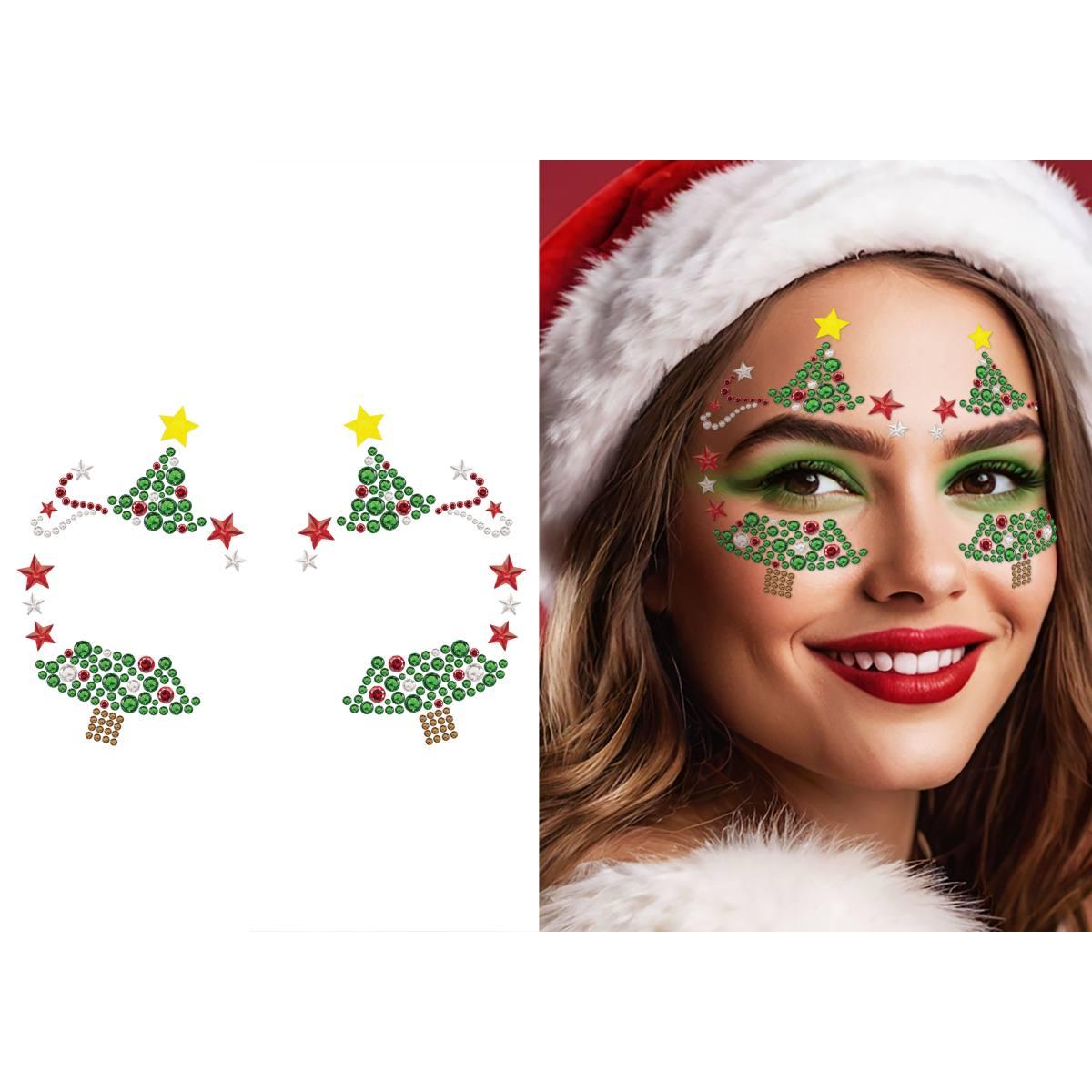 Trucco Decorazioni Adesive Viso Crystal Natalizio |Guirca