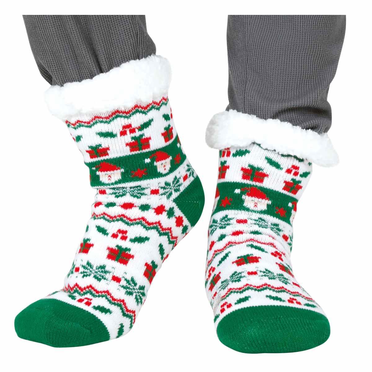 Calzini Natale Termici Verdi Con Babbo |Guirca