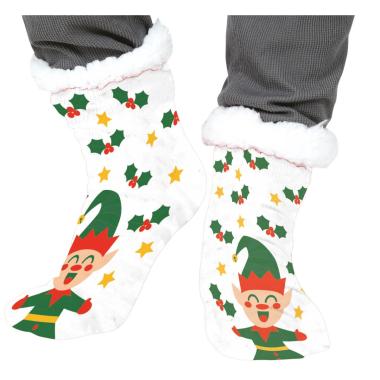 Calzini Natale Termici Bianchi Con Elfo |Guirca