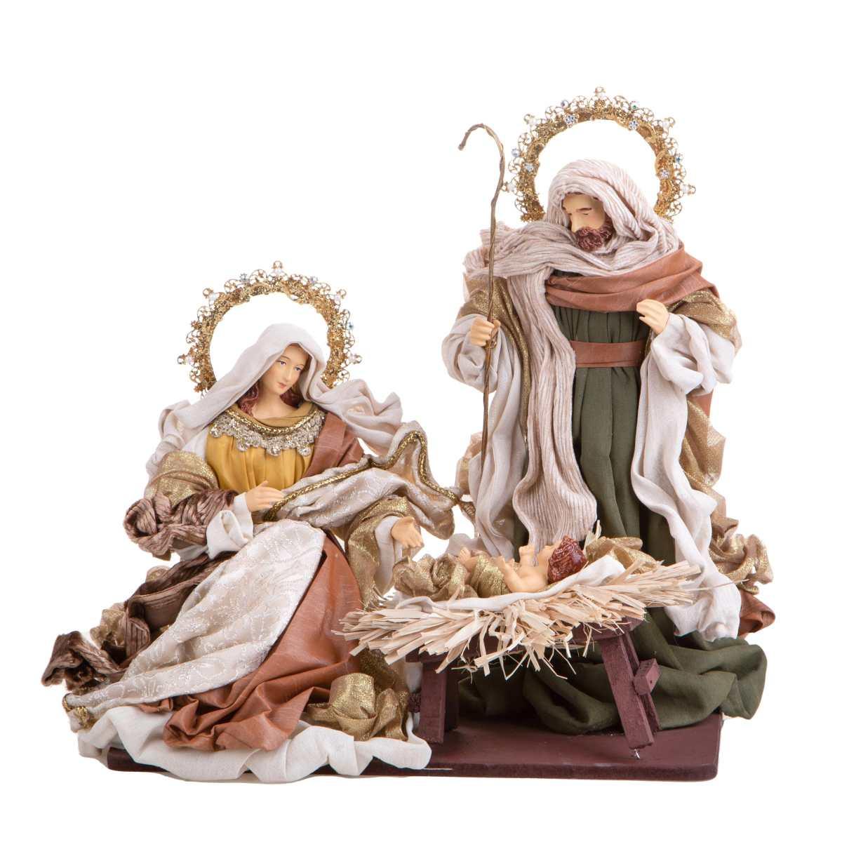 Natività cm.36 con Abiti Tessuto con Base Set pz.3 |Bianchi Dino_622