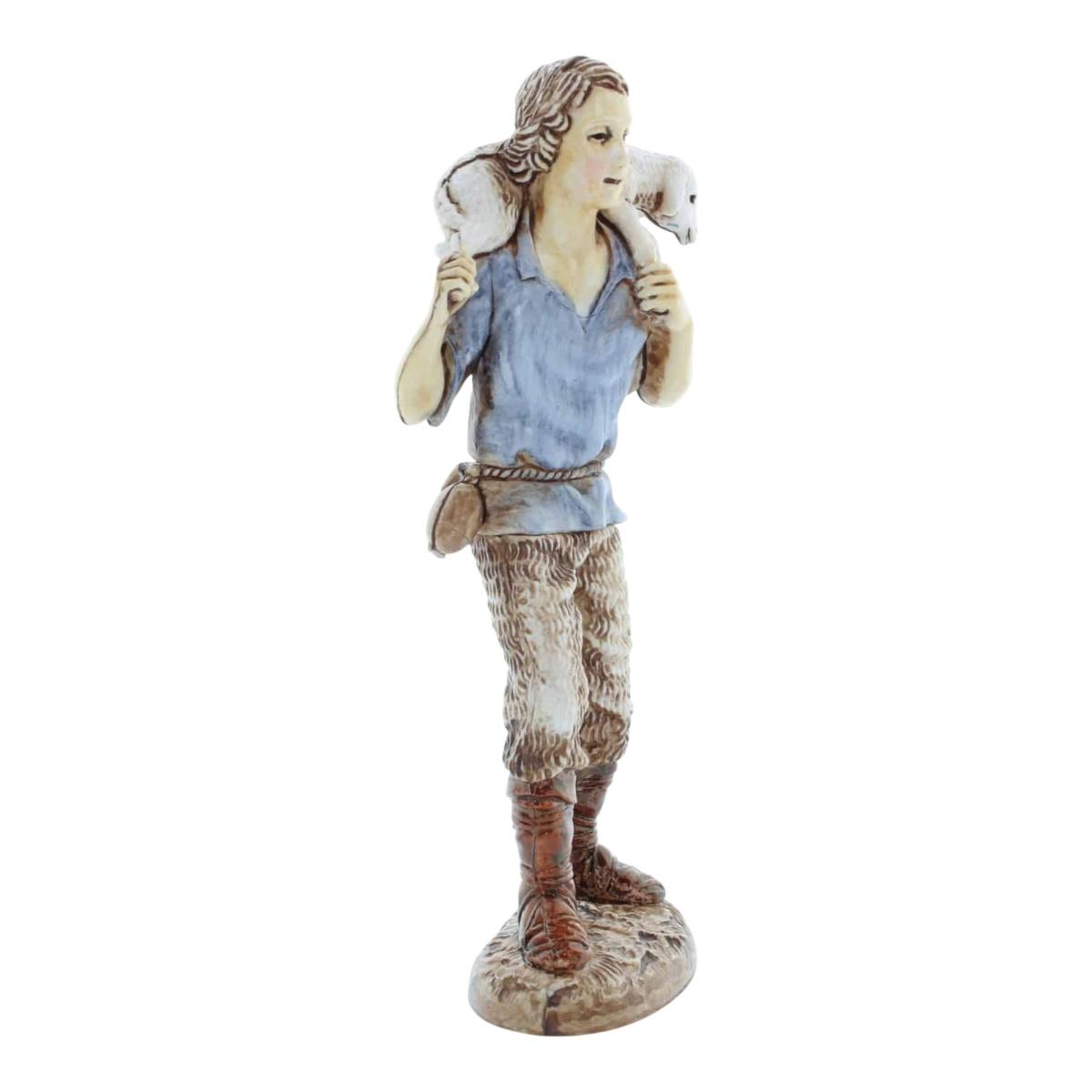 Statua presepe 12 cm buon pastore pecora sulle spalle