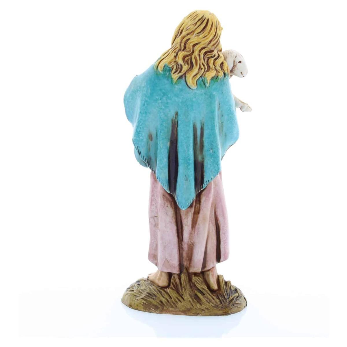 Statua cm.12 Bambina Zingarella con Agnello |Moranduzzo