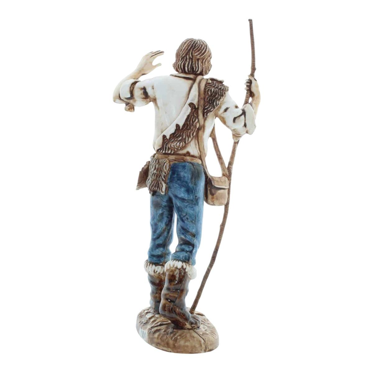 Statua cm.12 Pastore con Bastome e Borsa Tracolla |Moranduzzo