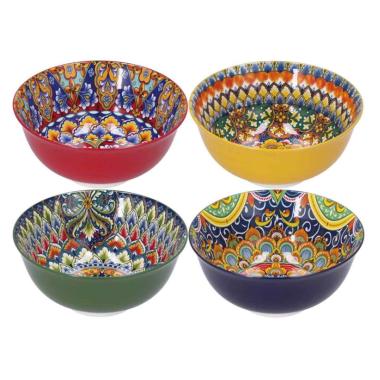 Insalatiera cm.Ø14 Ceramica Verde con Decori |_316C