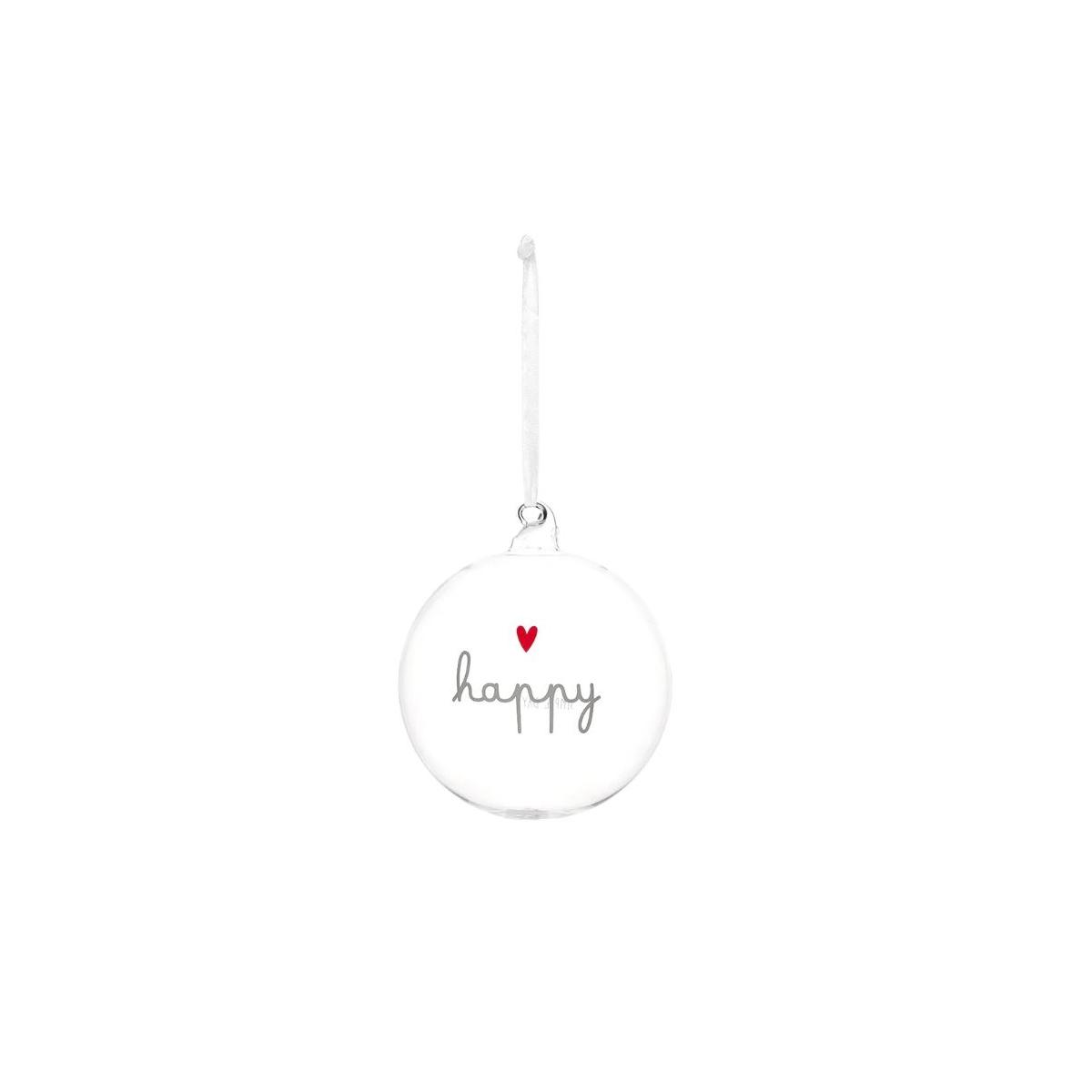 Pallina Natale Vetro cm.Ø12 con Scritta Happy |_456