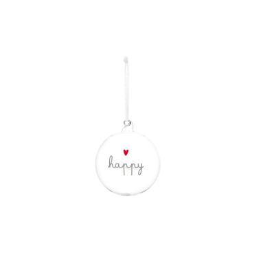 Pallina Natale Vetro cm.Ø12 con Scritta Happy |_456