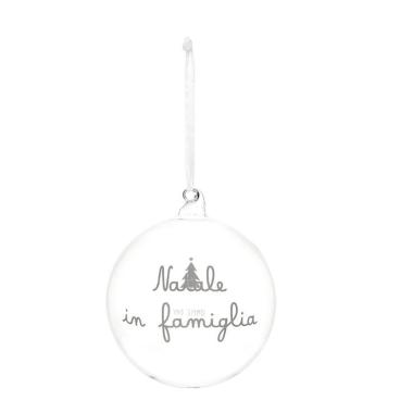 Pallina Natale Vetro cm.Ø12 con Scritta Natale in Famiglia |_487