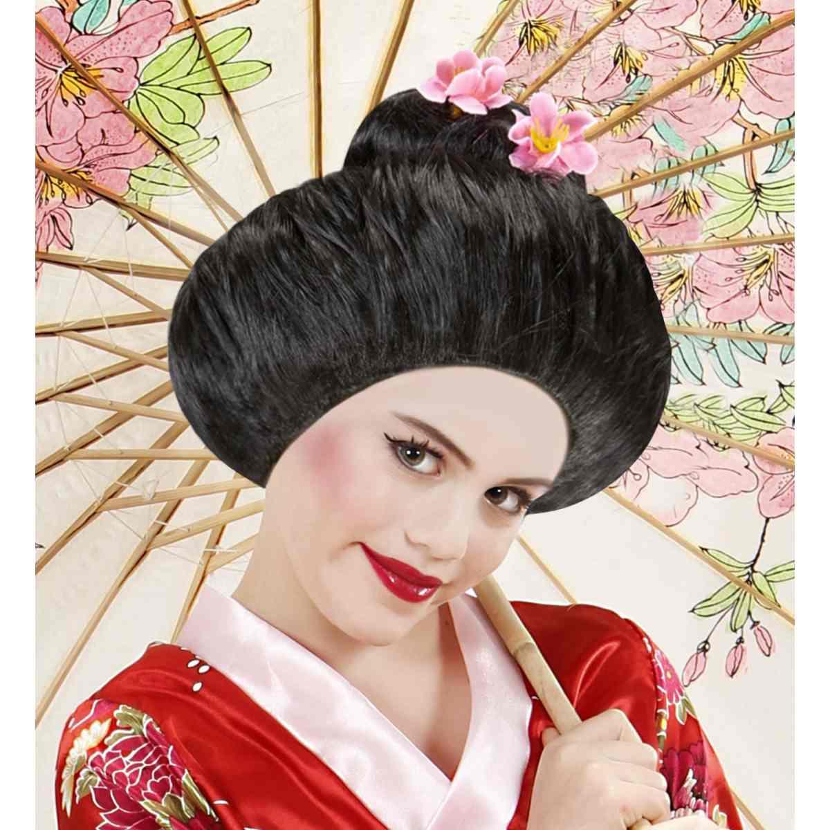 Parrucca Geisha Con Cignon E Fiori |Widmann