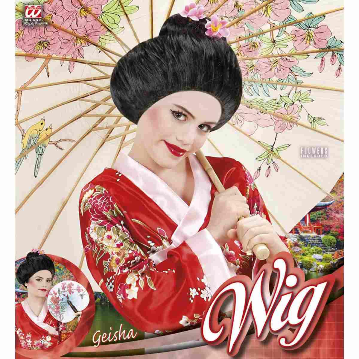 Parrucca Geisha Con Cignon E Fiori |Widmann