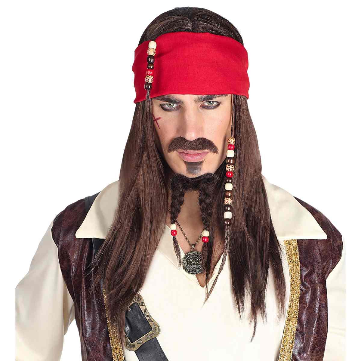 Parrucca Pirata Csatana Con Bandana Baffi Pizzetto |Widmann