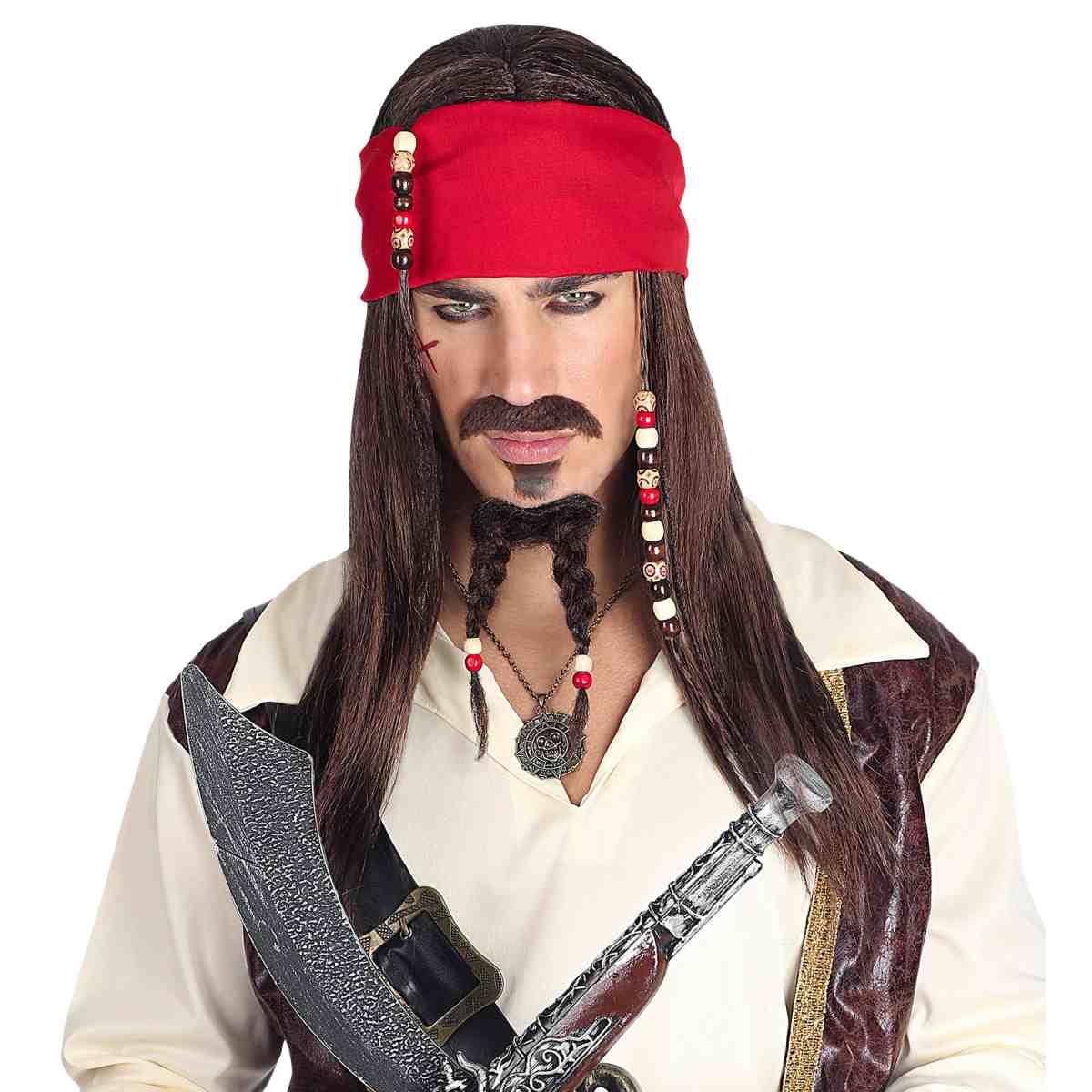 Parrucca Pirata Csatana Con Bandana Baffi Pizzetto |Widmann