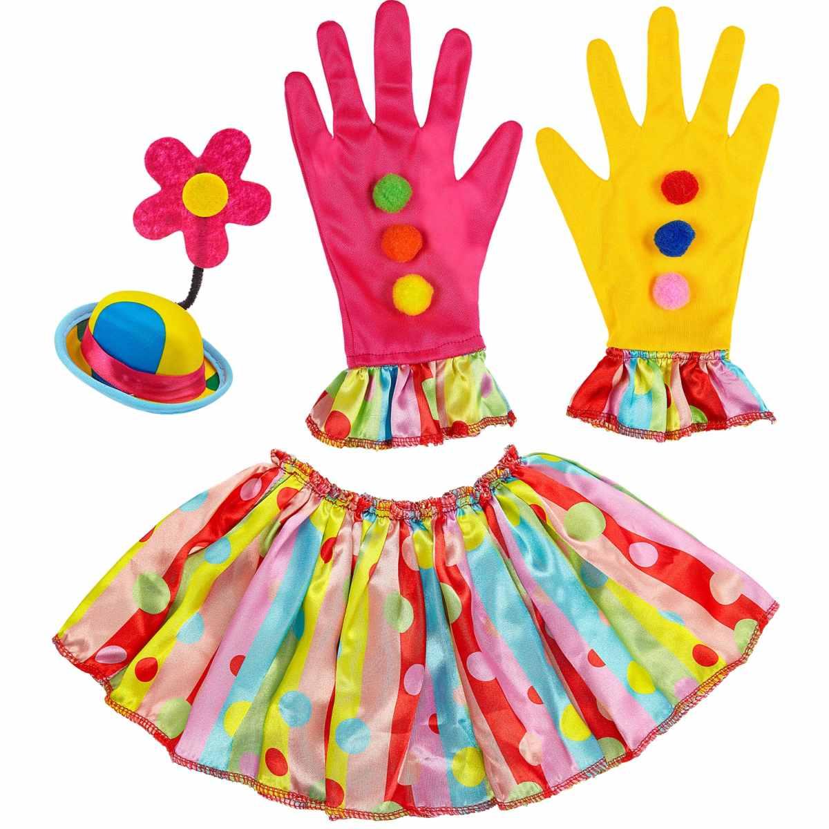 Collare Clown Guanti Cappello Set pz.3 |Widmann