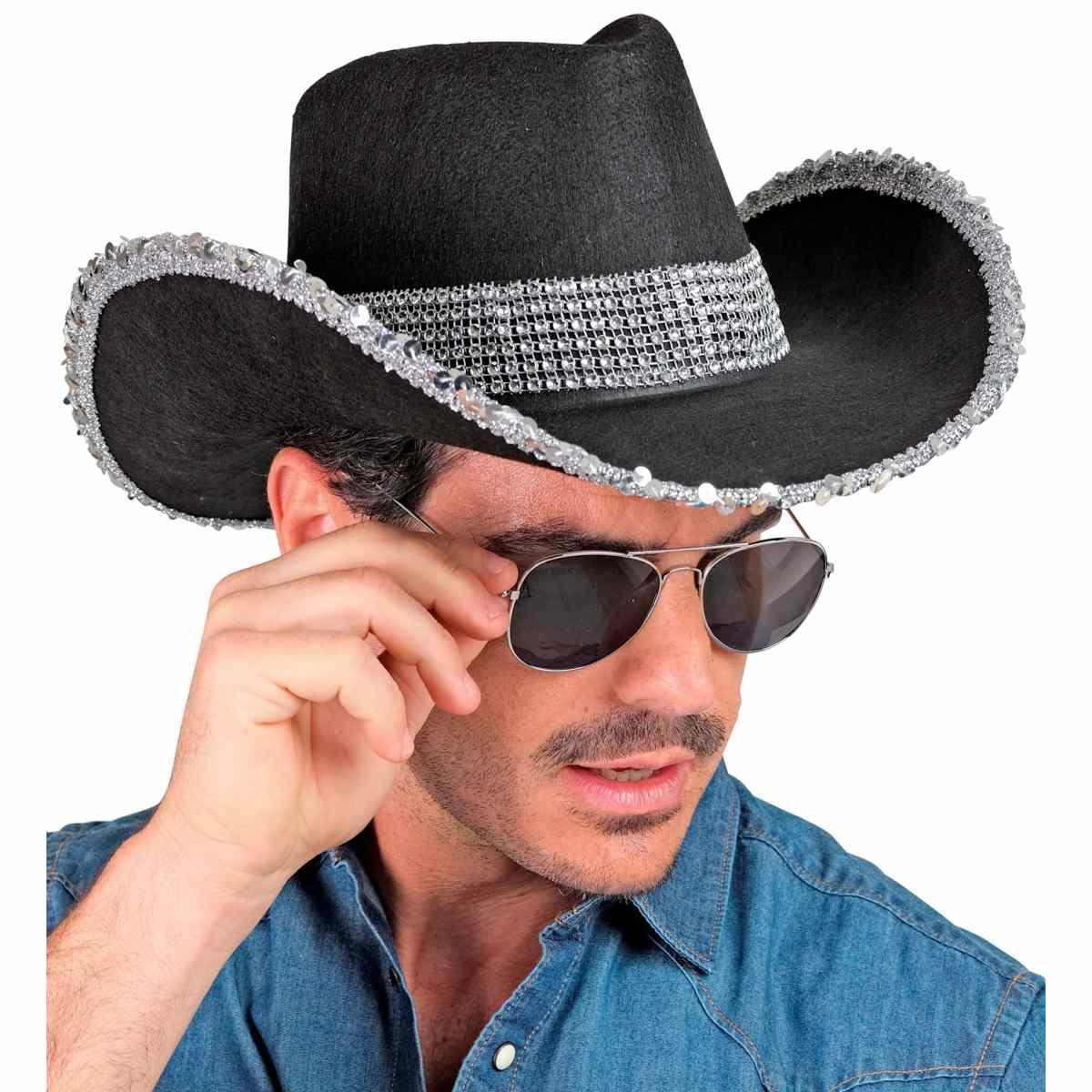 Cappello Cowboy Nero Con Strass |Widmann