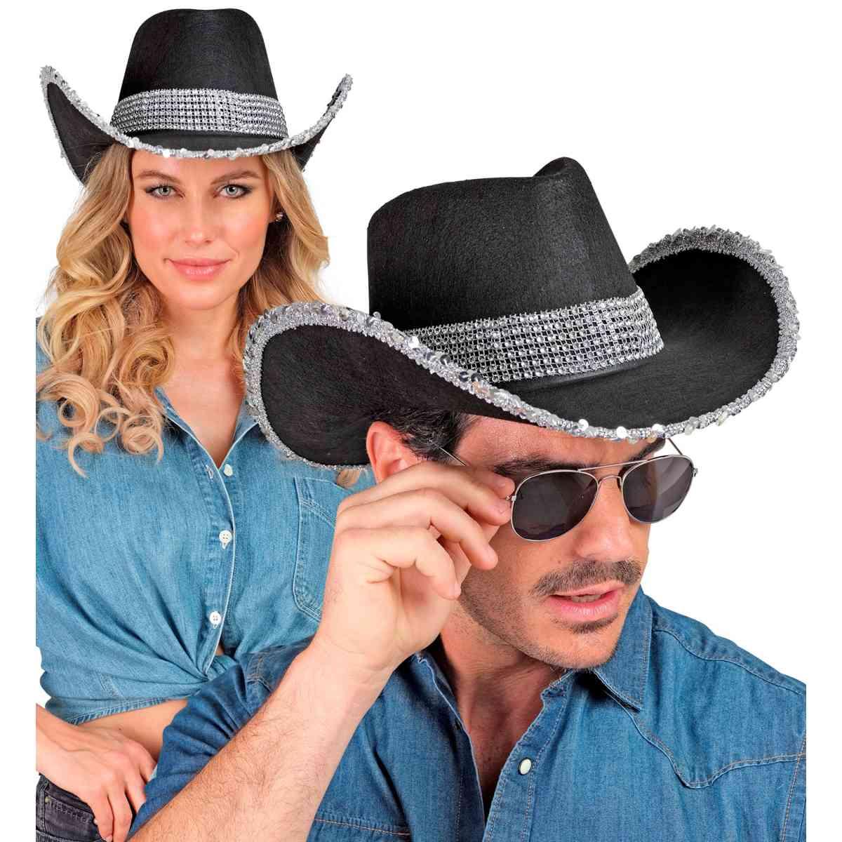 Cappello Cowboy Nero Con Strass |Widmann