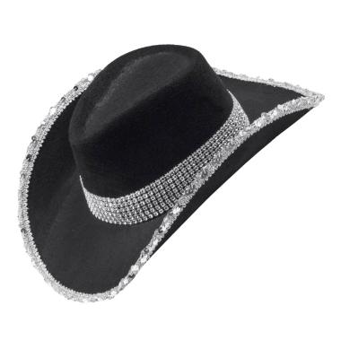 Cappello Cowboy Nero Con Strass |Widmann