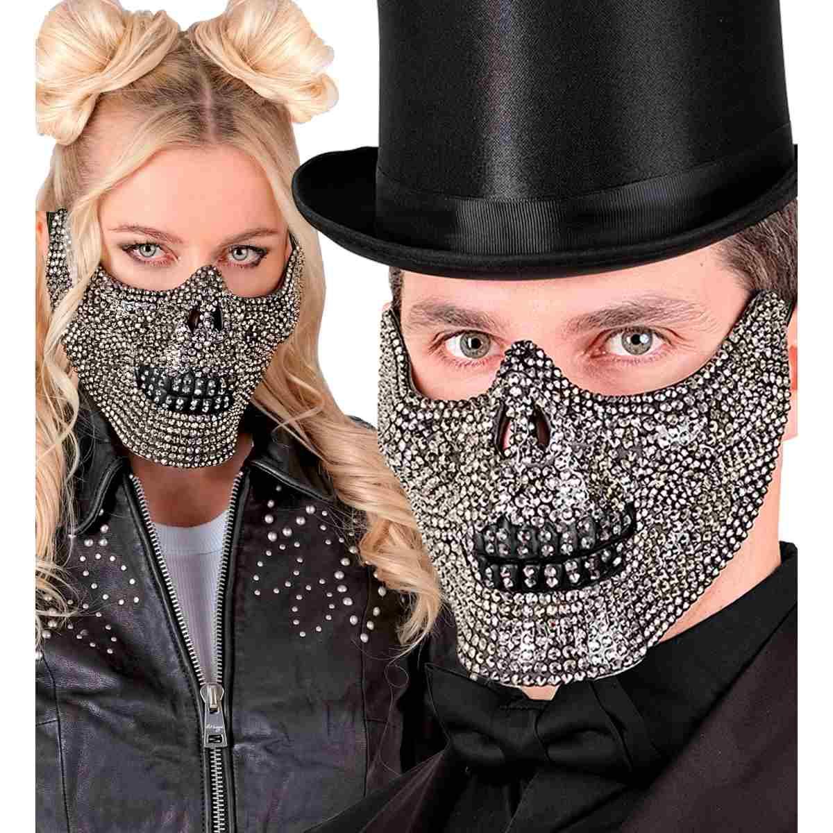Maschera Viso Pvc Horror Teschio Con Strass |Widmann
