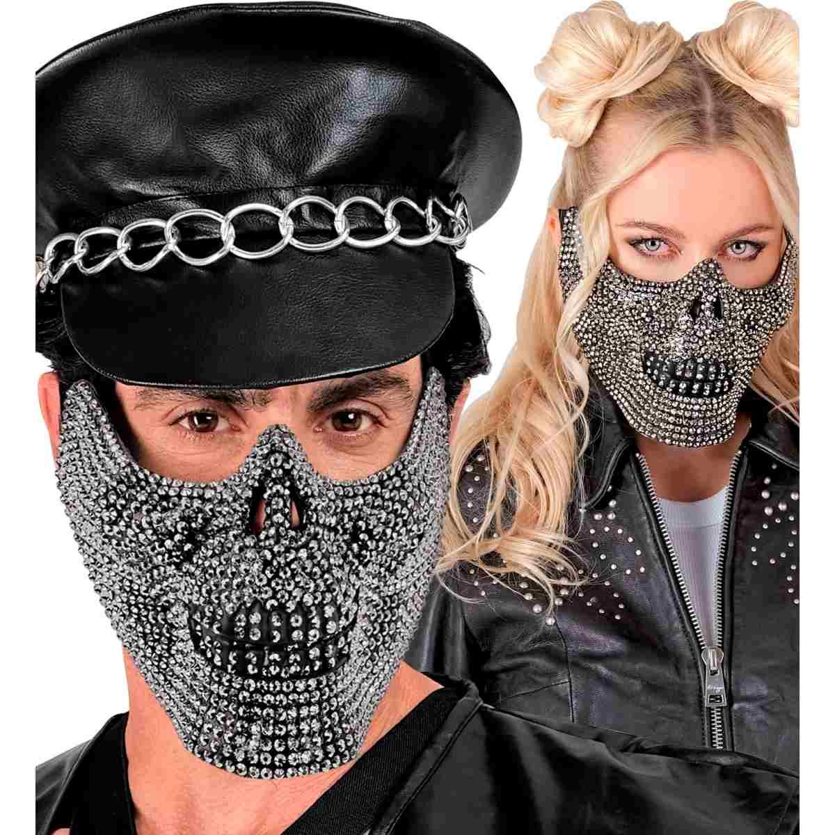 Maschera Viso Pvc Horror Teschio Con Strass |Widmann