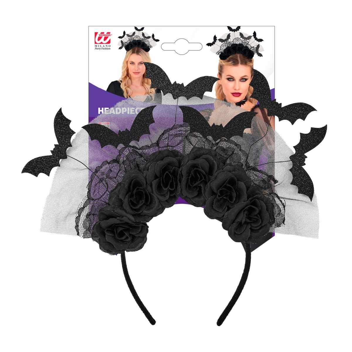 Cerchietto Con Pipistrelli E Rose Nere |Widmann