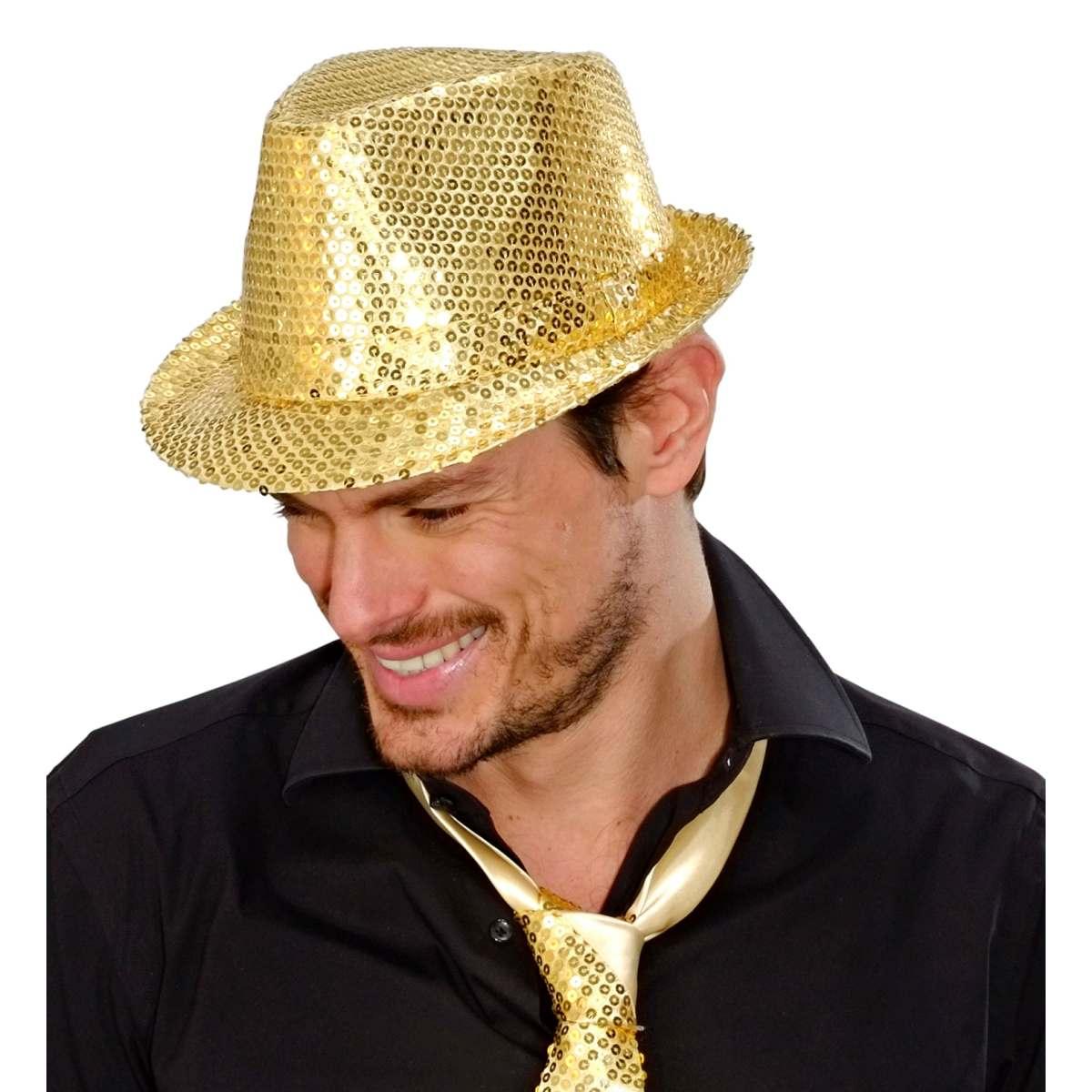 Cappello Borsalino Fedora Oro Con Paillettes |Widmann