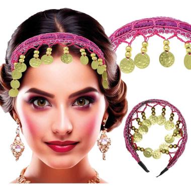 Copricapo Gitana Rosa Con Monete |Guirca