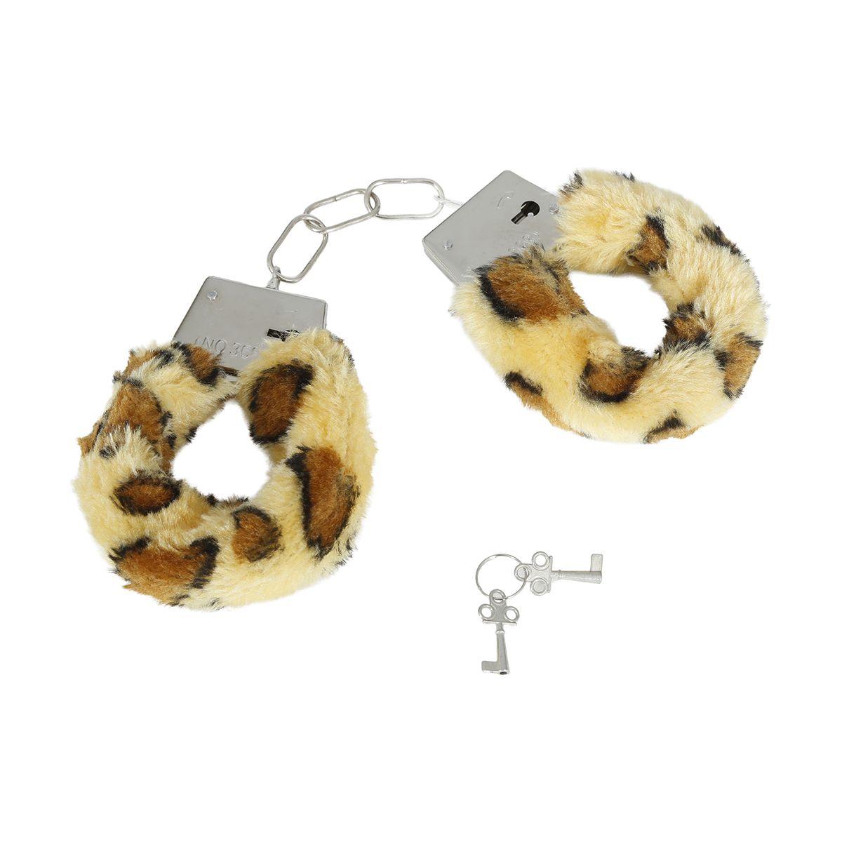 Manette Metallo Peluche Leopardate Con Chiave |Guirca