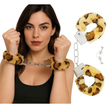 Manette Metallo Peluche Leopardate Con Chiave |Guirca