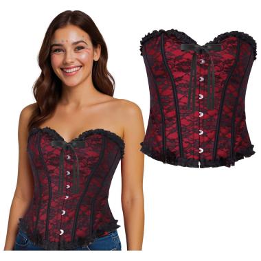 Bustino Corpetto Bordeaux Ricamato |Donna