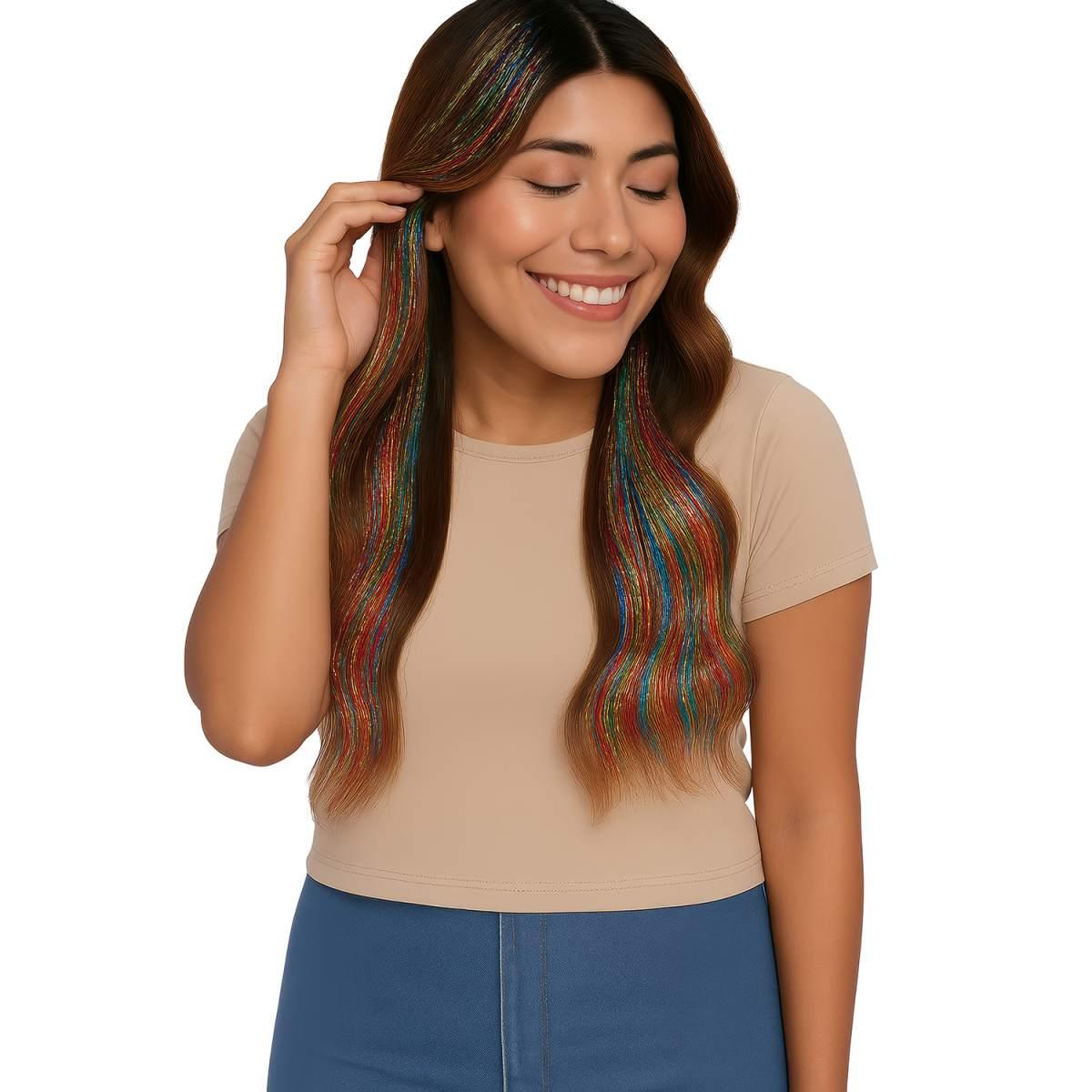 Estensione Capelli Multicolor Glitter cm.50 pz.3 |Guirca