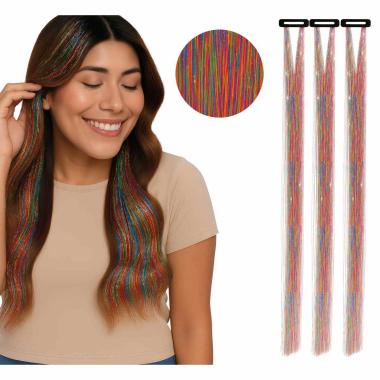 Estensione Capelli Multicolor Glitter cm.50 pz.3 |Guirca