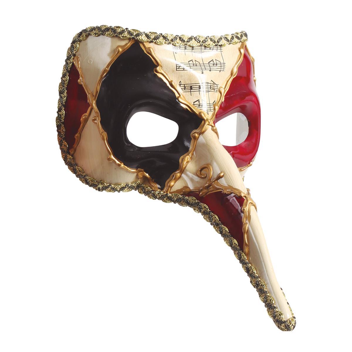 Maschera Viso Cartapesta Con Naso Lungo Decorata |Guirca