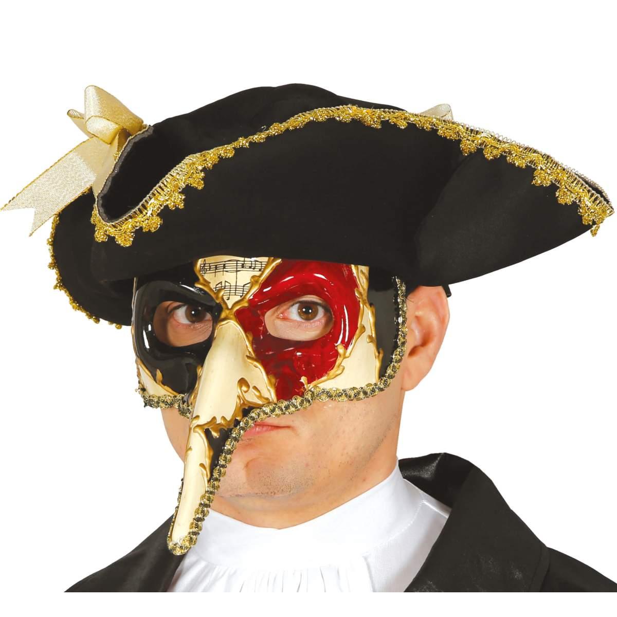 Maschera Viso Cartapesta Con Naso Lungo Decorata |Guirca