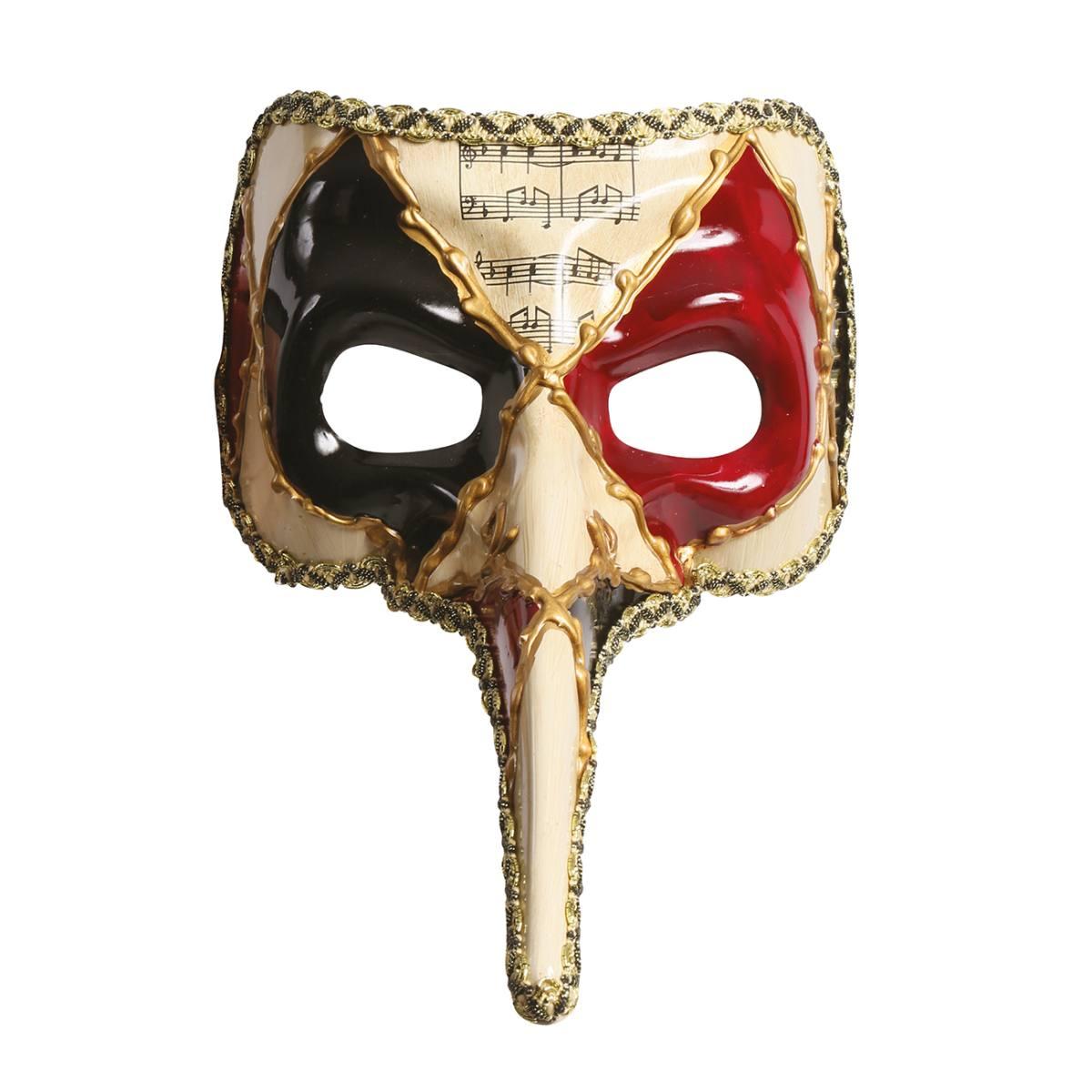 Maschera Viso Cartapesta Con Naso Lungo Decorata |Guirca