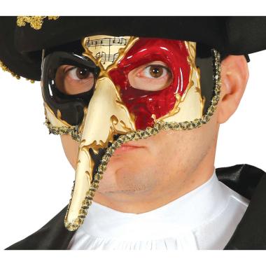Maschera Viso Cartapesta Con Naso Lungo Decorata |Guirca