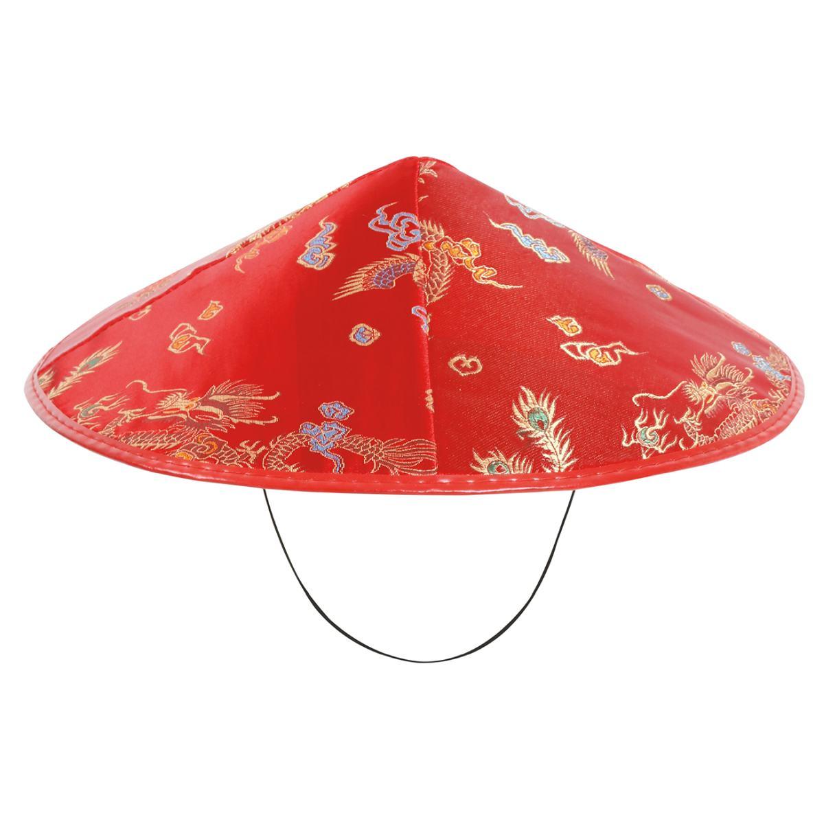 Cappello Cinese Rosso Con Decori |Guirca