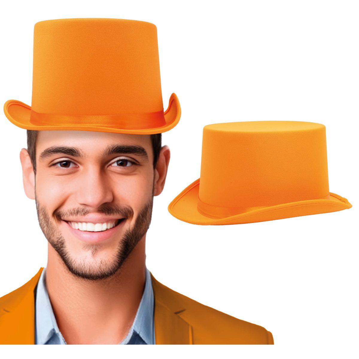 Cappello Cilindro Arancione Raso |Guirca