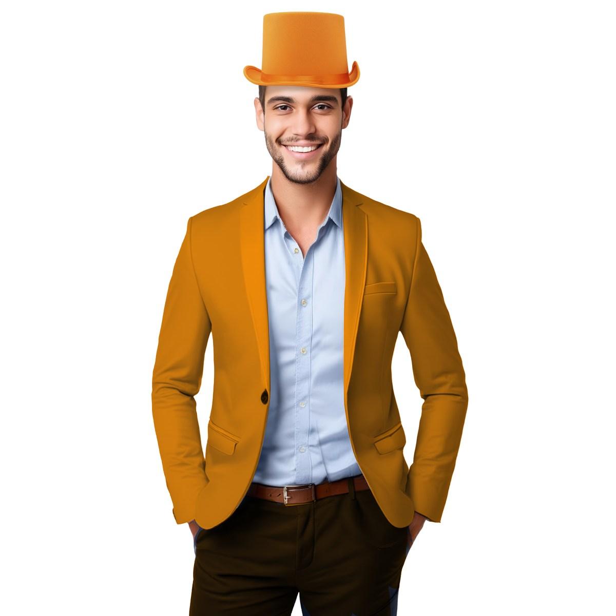Cappello Cilindro Arancione Raso |Guirca