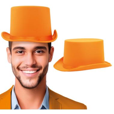Cappello Cilindro Arancione Raso |Guirca