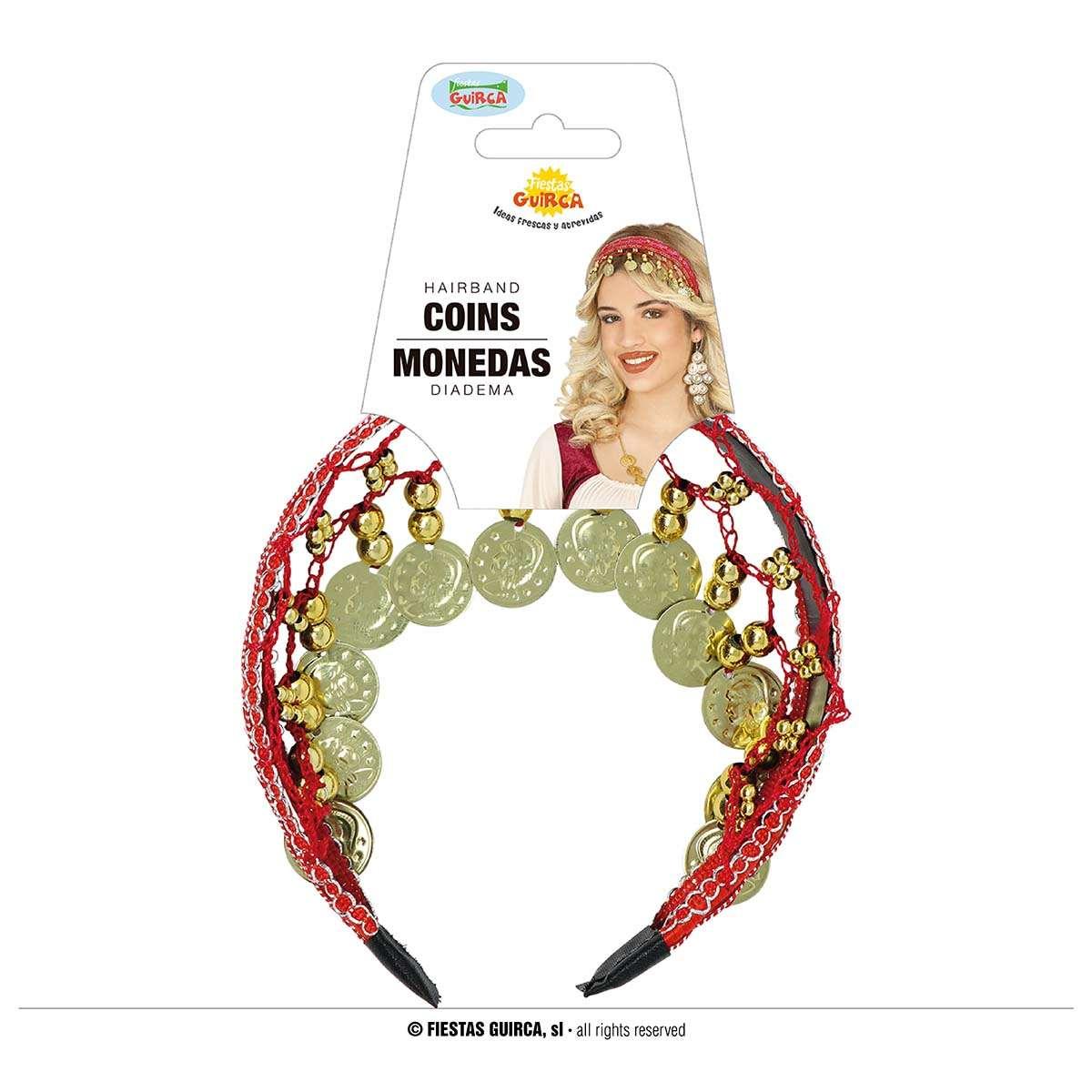 Copricapo Gitana Rosso Con Monete |Guirca