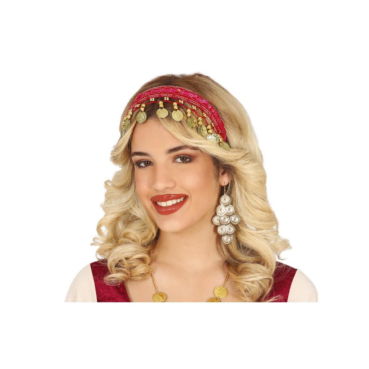 Copricapo Gitana Rosso Con Monete |Guirca