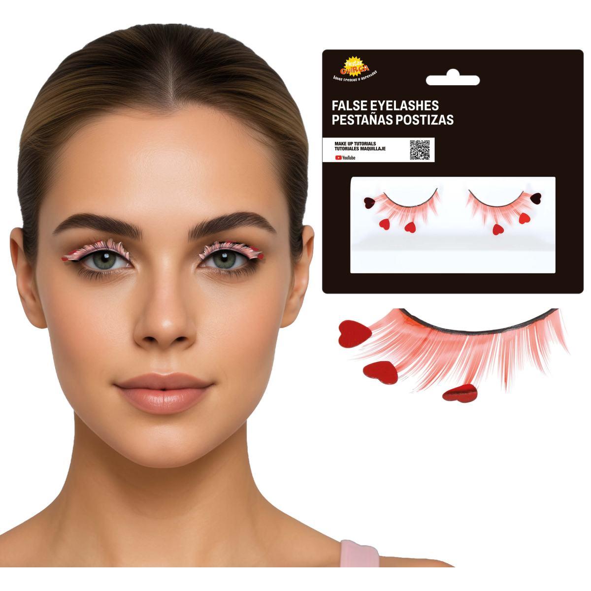 Trucco Ciglia Rosse Con Cuori |Guirca