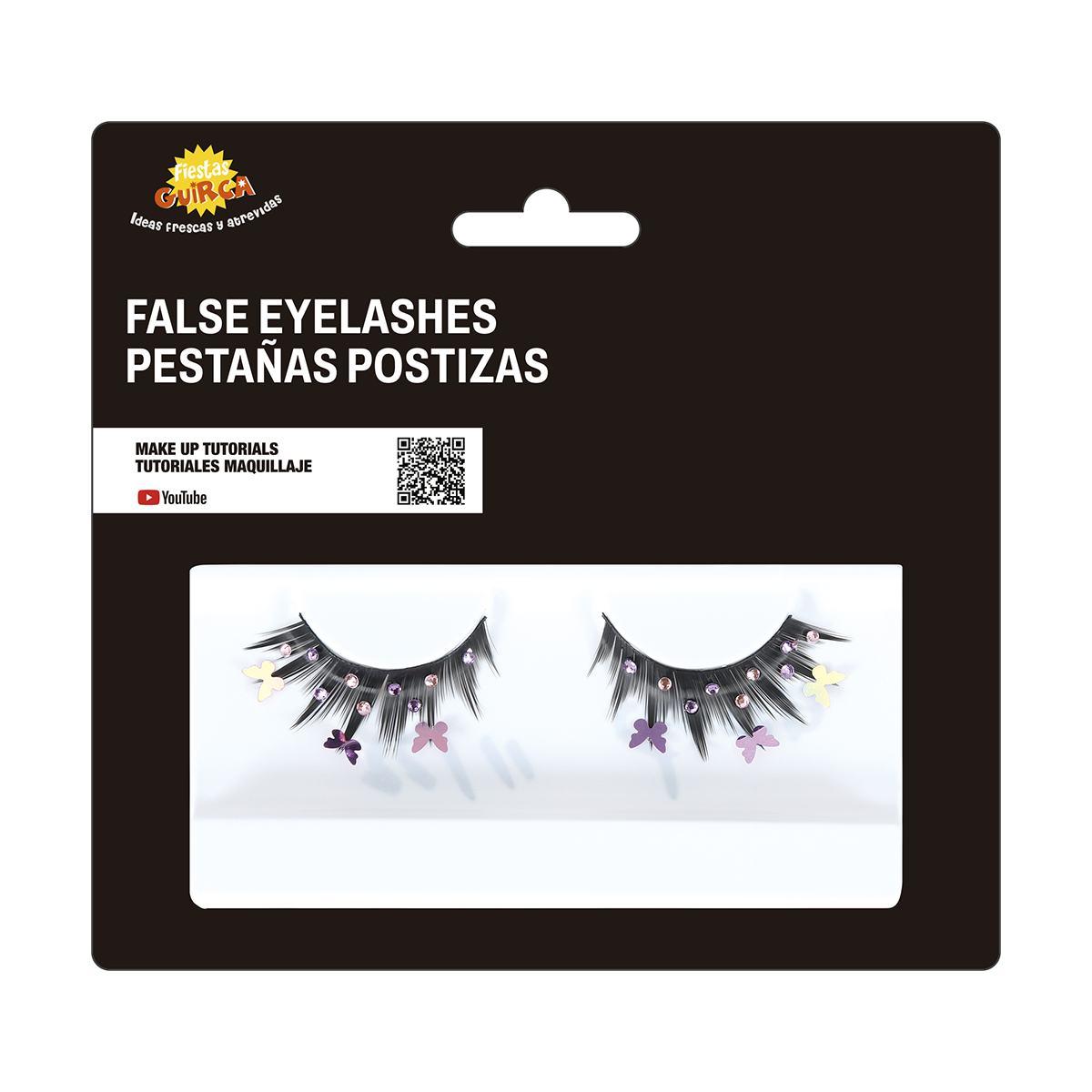 Trucco Ciglia Nere Con Farfalle Rosa |Guirca