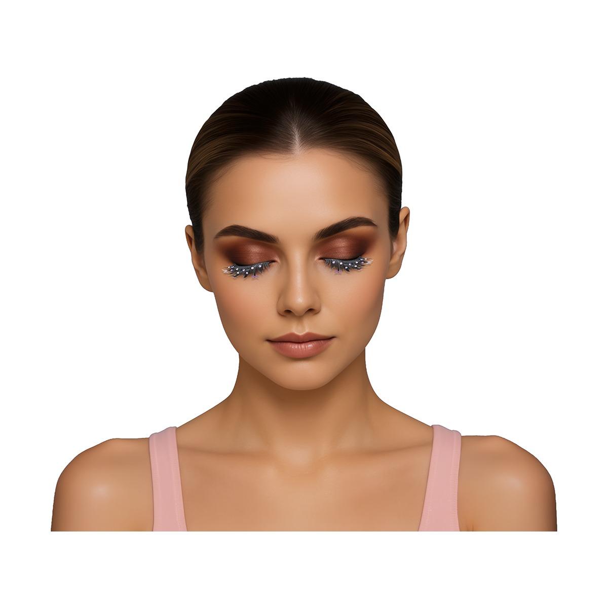 Trucco Ciglia Nere Con Farfalle Rosa |Guirca