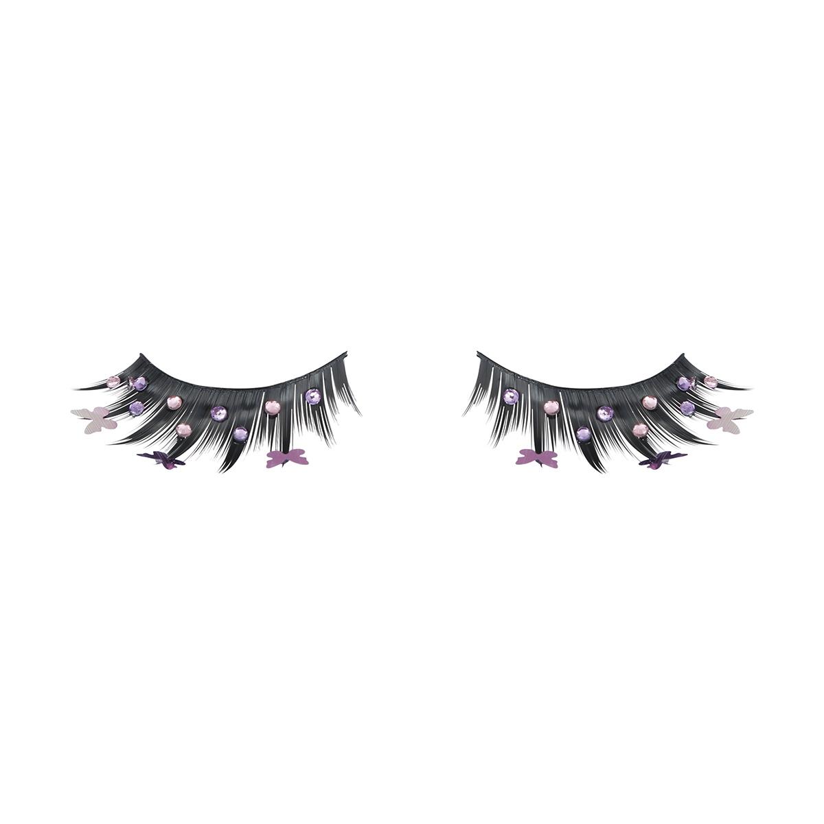 Trucco Ciglia Nere Con Farfalle Rosa |Guirca