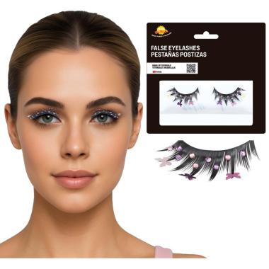 Trucco Ciglia Nere Con Farfalle Rosa |Guirca