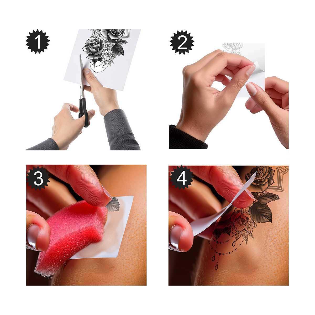 Tatuaggi Rimovibili Corpo Rose |Guirca