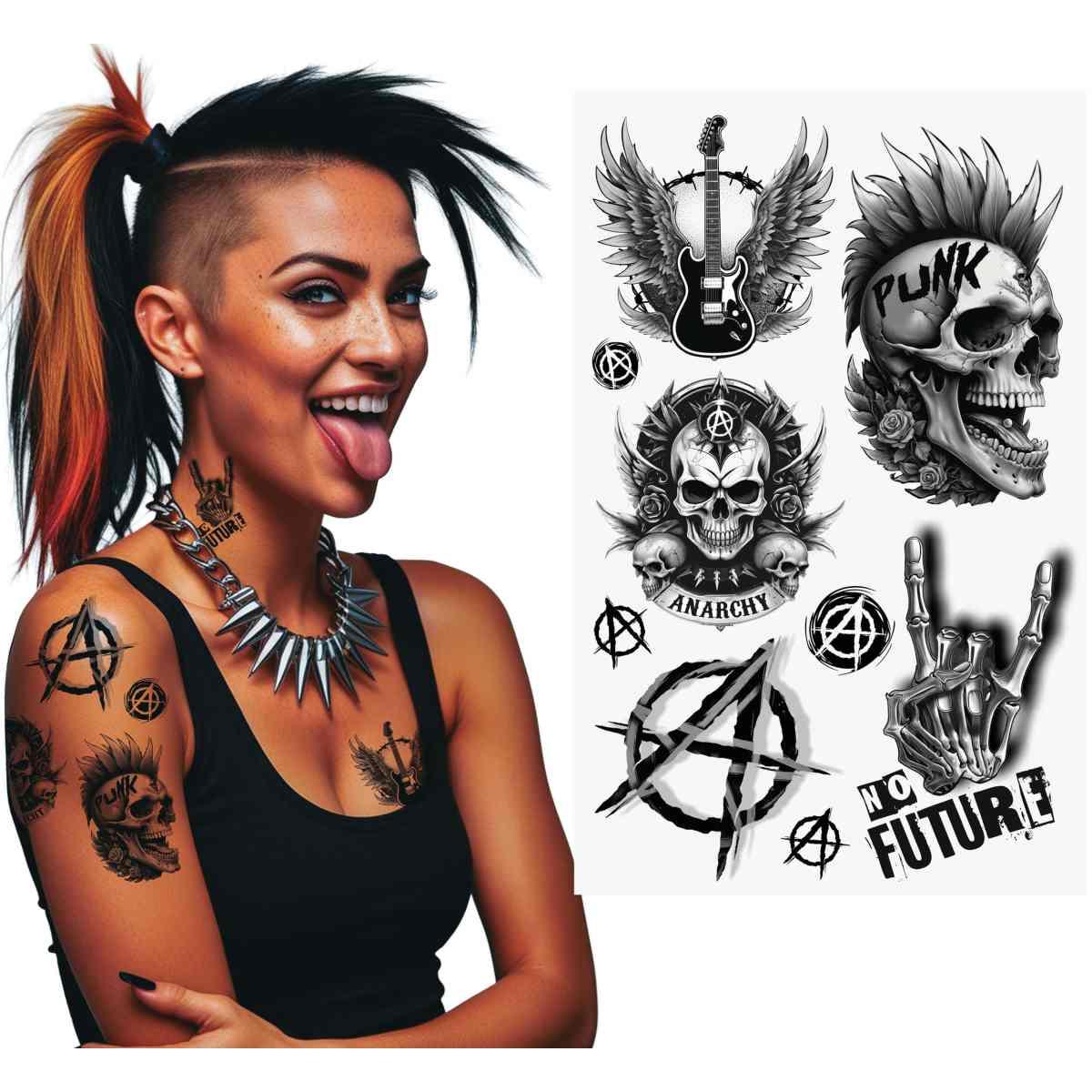 Tatuaggi Viso Corpo Rimovibili Punk |Guirca