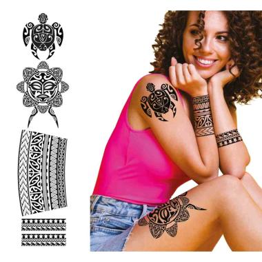 Tatuaggi Viso Corpo Rimovibili Tribali Con Tartaruga |Guirca