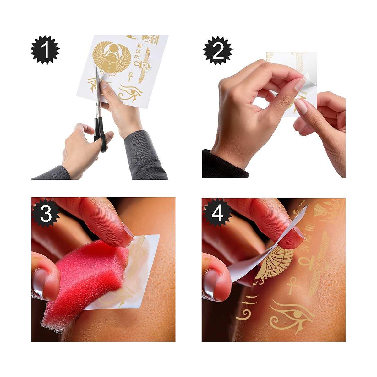Tatuaggi Viso Corpo Rimovibili Egiziani Oro |Guirca