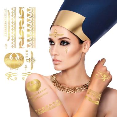 Tatuaggi viso corpo rimovibili egiziani oro