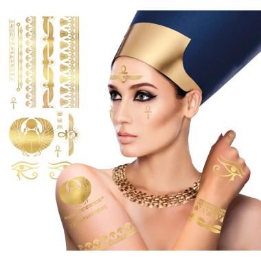 Tatuaggi Viso Corpo Rimovibili Egiziani Oro |Guirca